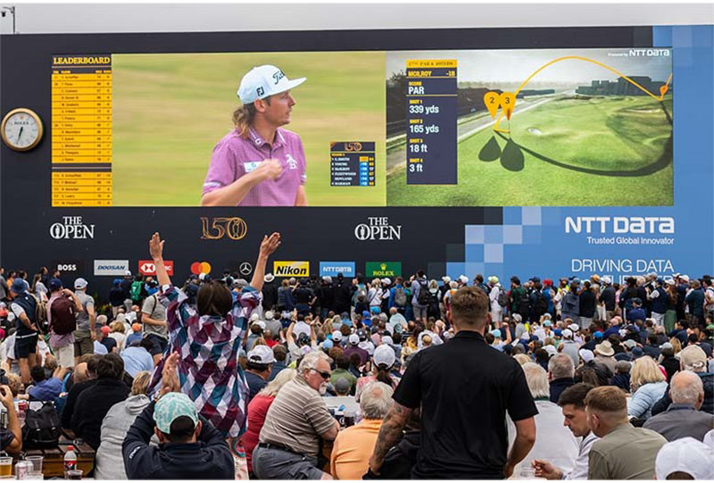 The "NTT DATA Wall" installed by NTT DATA. It allows viewing of ShotView.