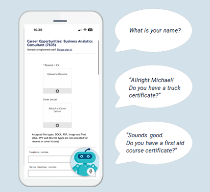 Figure 1: Blue-collar recruitment powered by chatbot