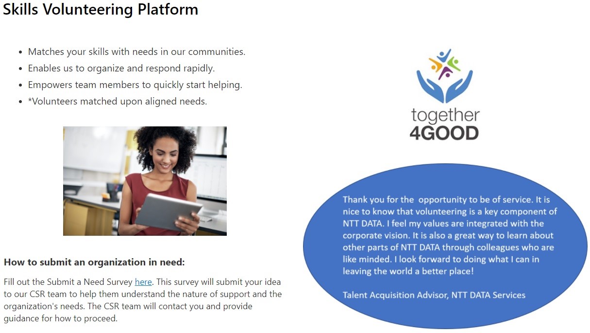Platform to register volunteer activities