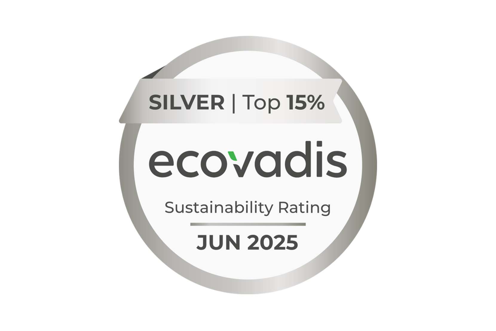 SILVER TOP15% ecovadis Sustainability Rating JUN 2025