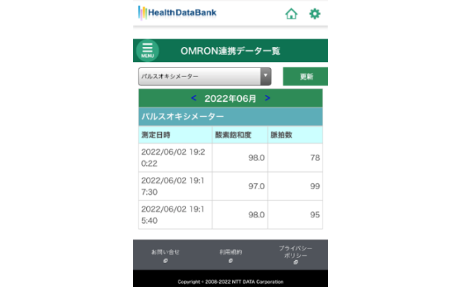 図2：患者さん用画面イメージ
