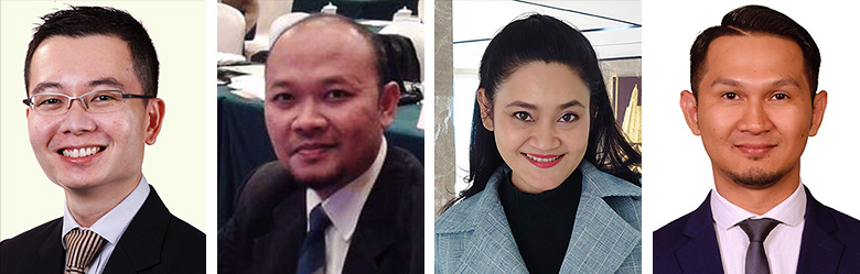 図5：左からASEAN事務局・Jonathan Tan Ghee Tiong氏、インドネシア・Khanifudin Malik氏、タイ・Wirayar Chamnanpol氏、マレーシア・MOHD ZAMZURI BIN AB GHANI氏