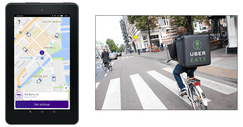 図1： 米Uber社の配車サービスと宅配サービス