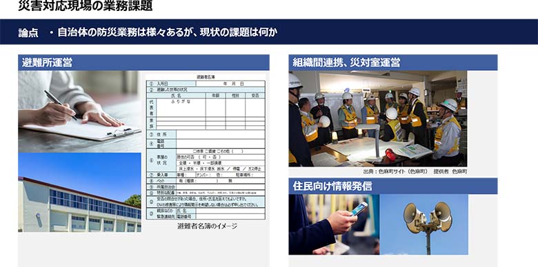 図4：災害現場では、組織間の連携が課題となっている
